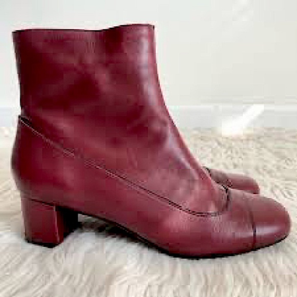 Rockport Burgundy Leather Side Zip Booties, size 7